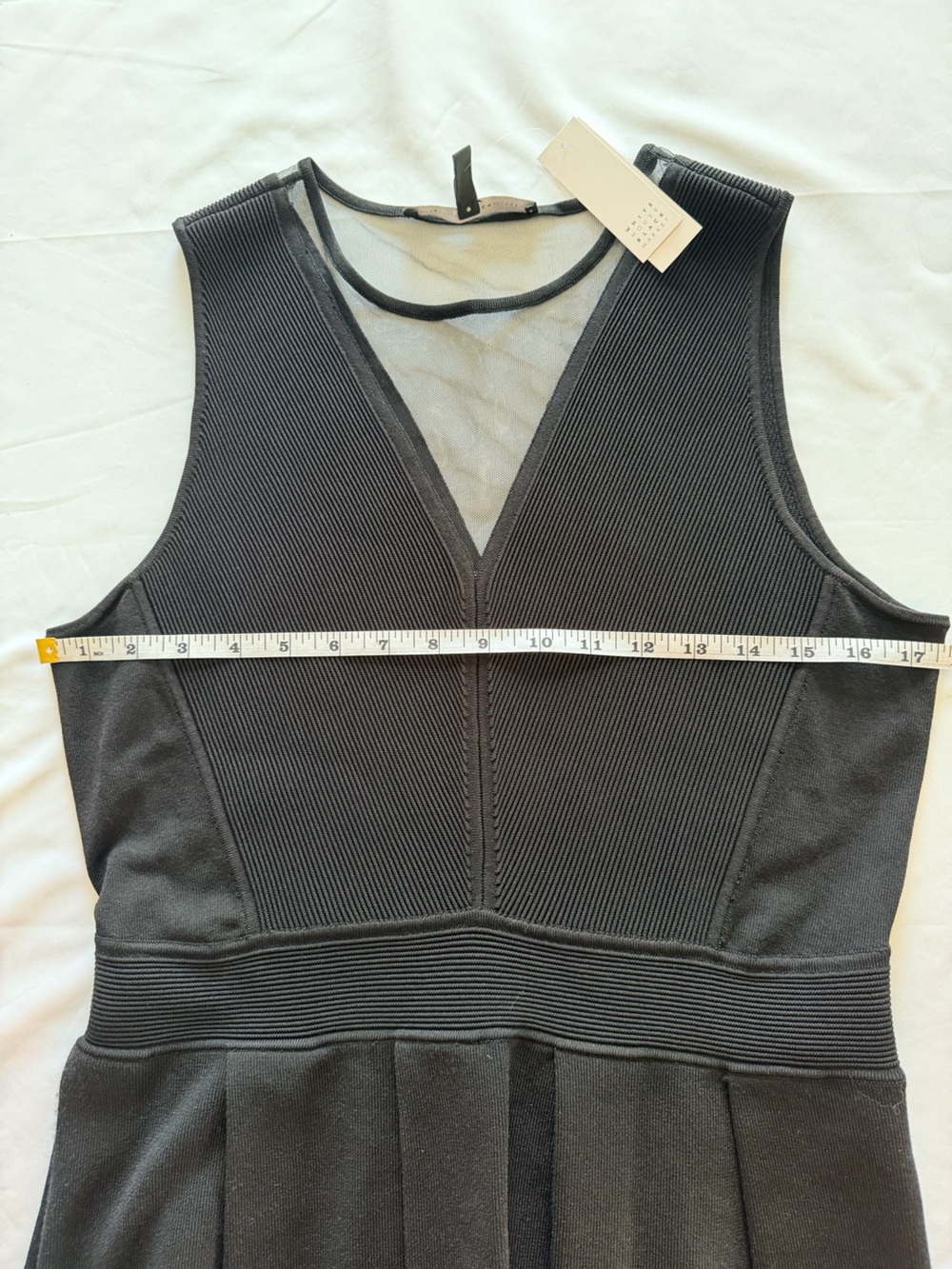 NEW White House Black Market Black Sleeveless Peplum Top with sheer bodice- - Picture 8 of 14